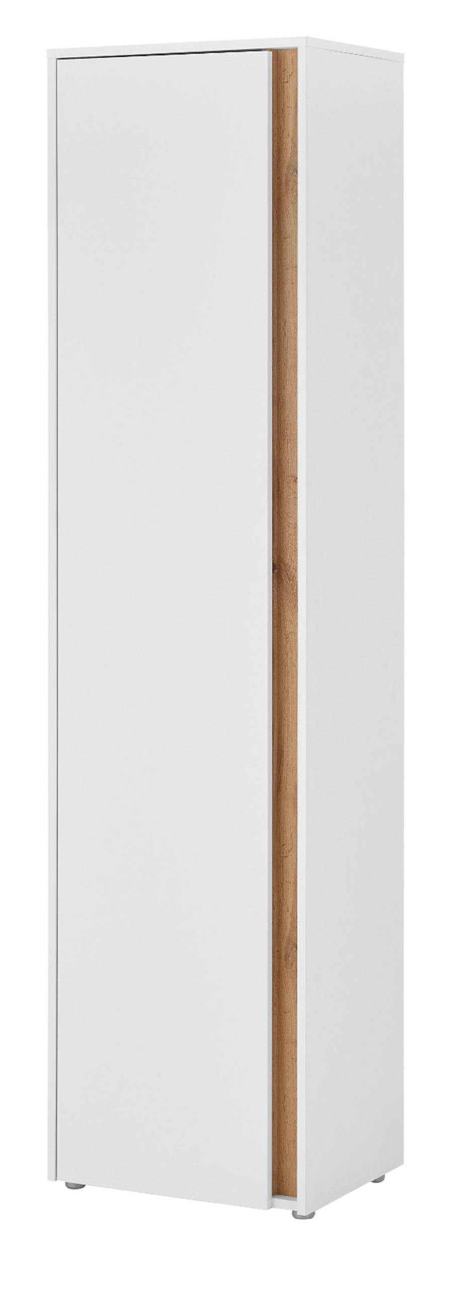 SCHUHSCHRANK weiß, Eiche Wotan 50 cm, Flurschrank mit 10 Fächern - Eiche Wotan/Schwarz, Holzwerkstoff/Kunststoff (50/200/40cm) - Furn.Design