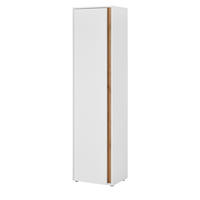 SCHUHSCHRANK weiß, Eiche Wotan 50 cm, Flurschrank mit 10 Fächern - Eiche Wotan/Schwarz, Holzwerkstoff/Kunststoff (50/200/40cm) - Furn.Design