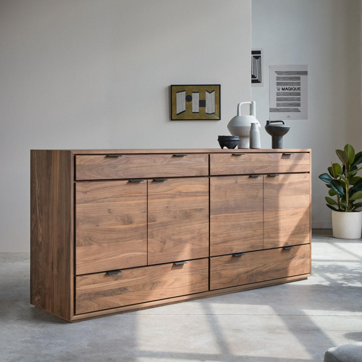 SIDEBOARD Senson Braun aus Walnuss - Braun, Holz (200/92/45cm) - Tikamoon