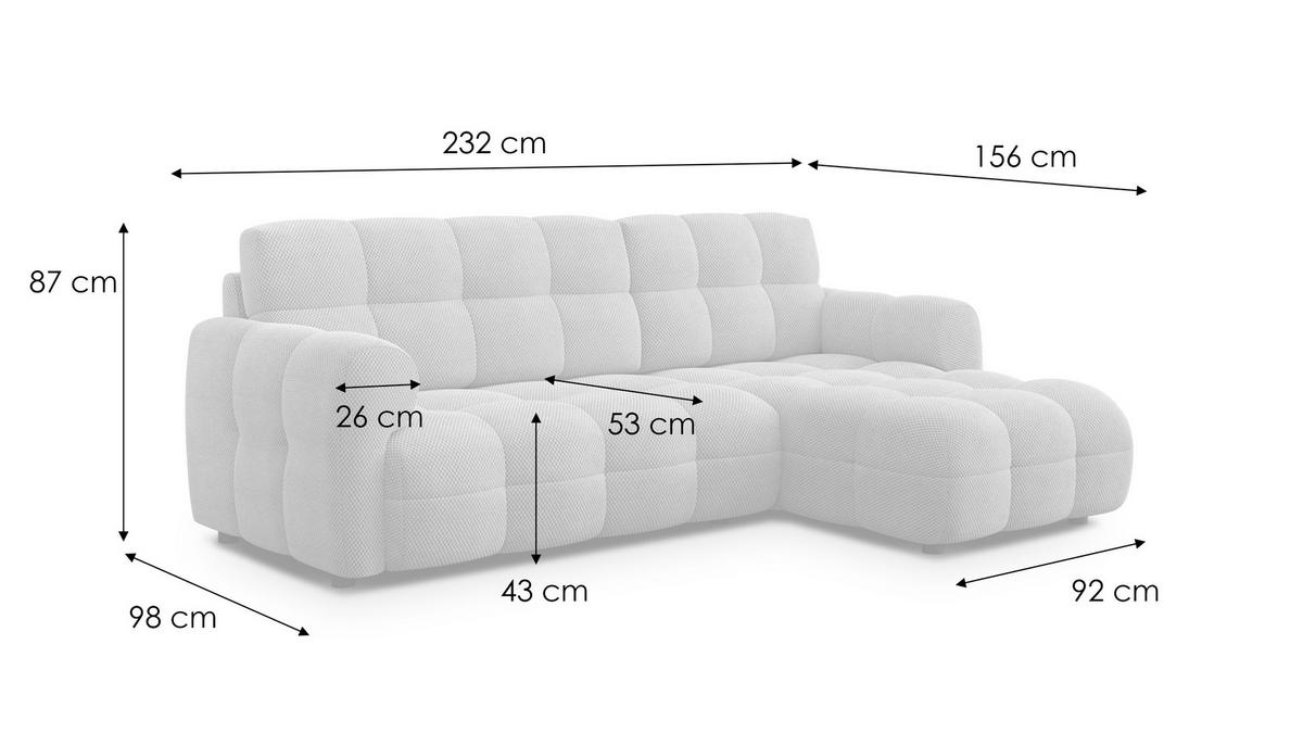 ECKSOFA MELLOW 3-Sitzer, beige - Beige/Schwarz, Holz/Textil (232/156cm) - Courtois Laville