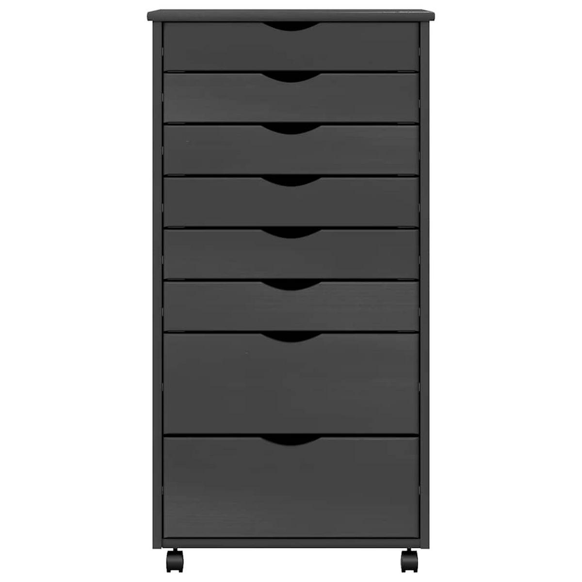 ROLLSCHRANK MIT SCHUBLADEN MOSS GRAU MASSIVHOLZ KIEFER - Grau, Holz (39/103/53cm) - vidaXL