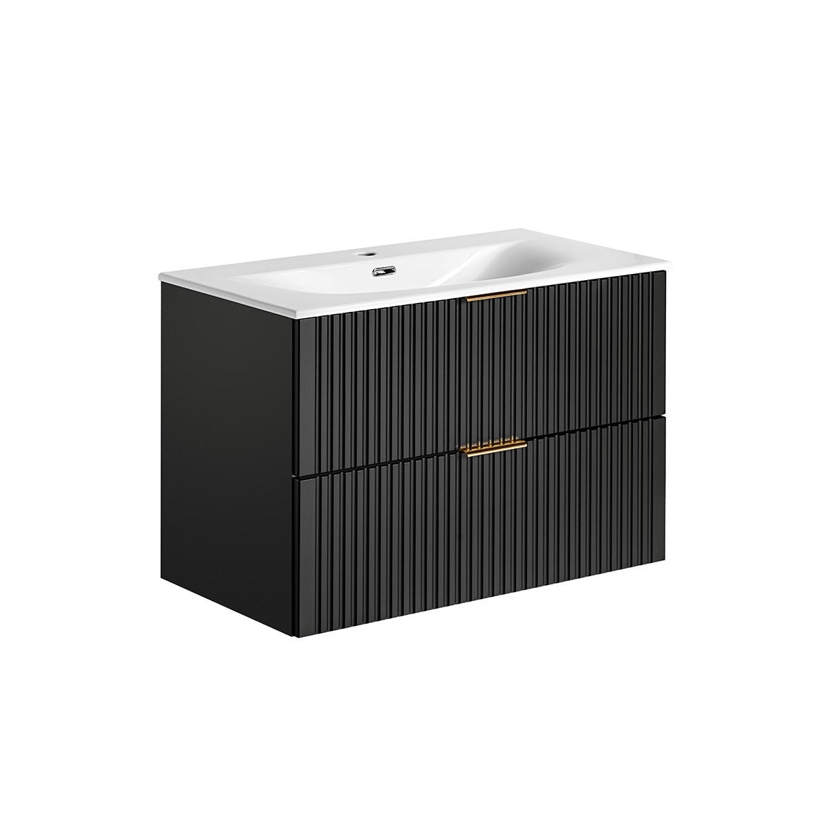 WASCHTISCH 80.2cm Adriel Mattschwarz - Schwarz, Holzwerkstoff (80.2/57/46cm) - Petits-meubles