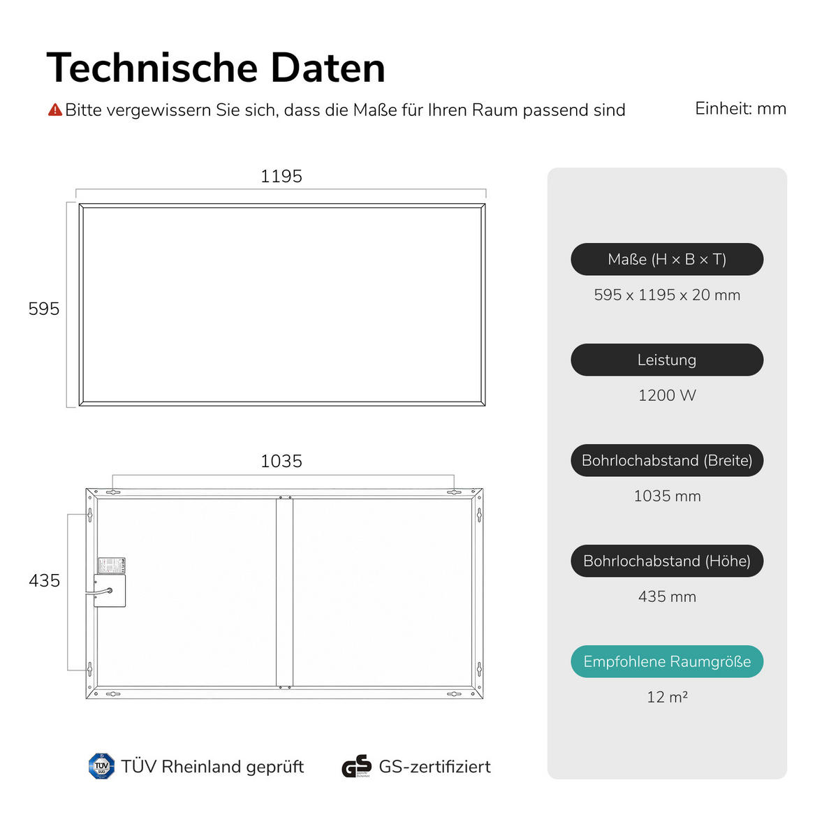 WANDKONVEKTOR elektrisch mit Landschaftsmotiv, WLAN-App-Steuerung, Thermostat, 119,5/59,5 cm - Weiß, Kunststoff/Metall (119.5/59.5/2cm) - EMKE