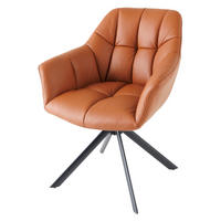 STUHL PAPILLON Echtleder Cognac 85 cm - Schwarz/Braun, Leder/Metall (65/83/66cm) - riess-ambiente