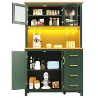BUFFETSCHRANK 105,5/40/180 cm mit LED-Lichtleiste, App-Steuerung und großem Stauraum, Grün - Grün, Holzwerkstoff (105.5/180/40cm) - Redom
