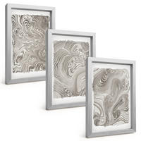 BILDER SET 3er Set - 20x30 cm Silberner Rahmen - Moderne Formen Malerei - Silberfarben, Kunststoff (20/30cm) - TULUP