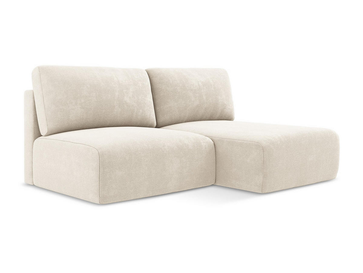 ECKSOFA mit Schlaffunktion rechts Chenille Stoff Beige - Beige/Creme, Kunststoff/Textil (210/149cm) - Makamii