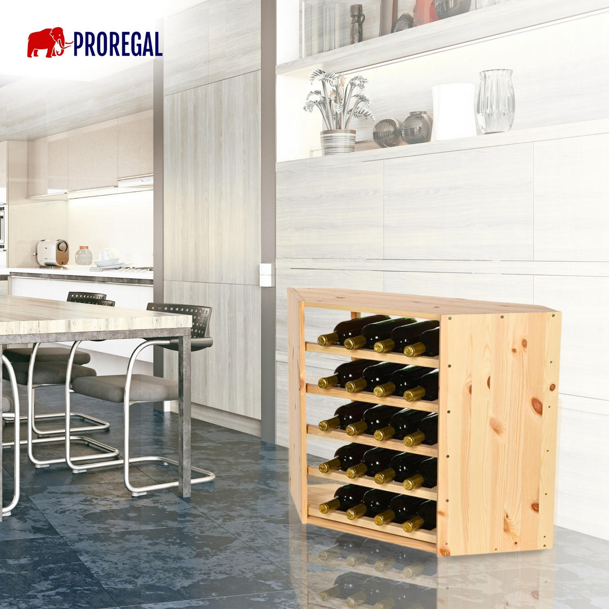 WEINREGAL Vincellar Mod 60x30x30 cm Eckmodul Für 18 Flaschen Massives Kiefernholz Natur - Naturfarben, Holz (30/60/30cm) - PROREGAL