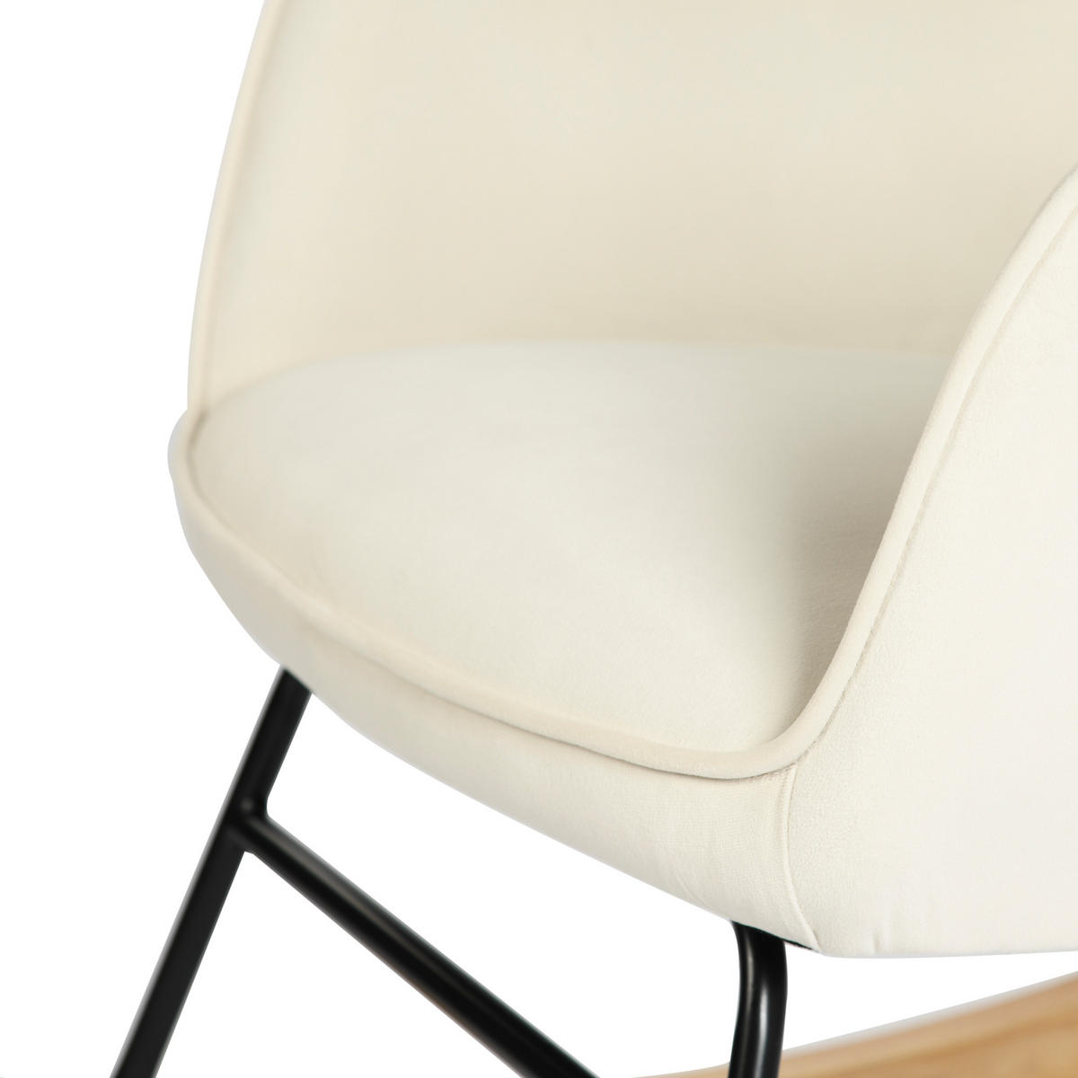 SCHAUKELSESSEL Samt Beige - Eichefarben/Beige, Holz/Textil (84/93/63cm) - Urban Meuble