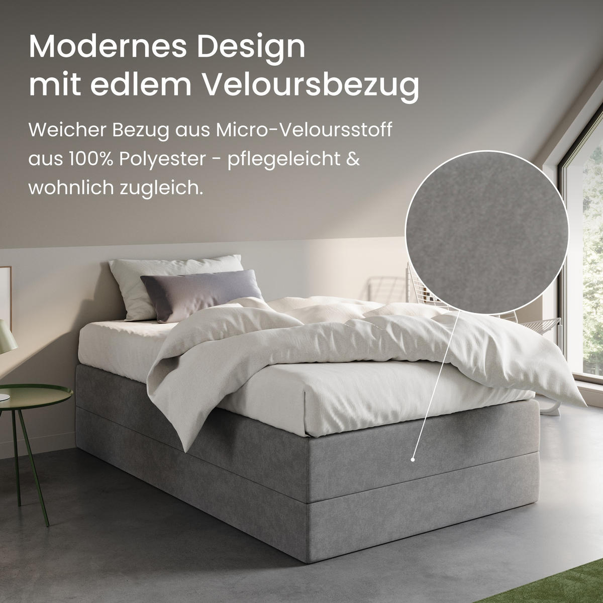 BOXSPRINGBETT mit Kaltschaummatratze, 140 x 200 cm, in Grau - Grau, Holzwerkstoff (140/200cm) - Home Collective