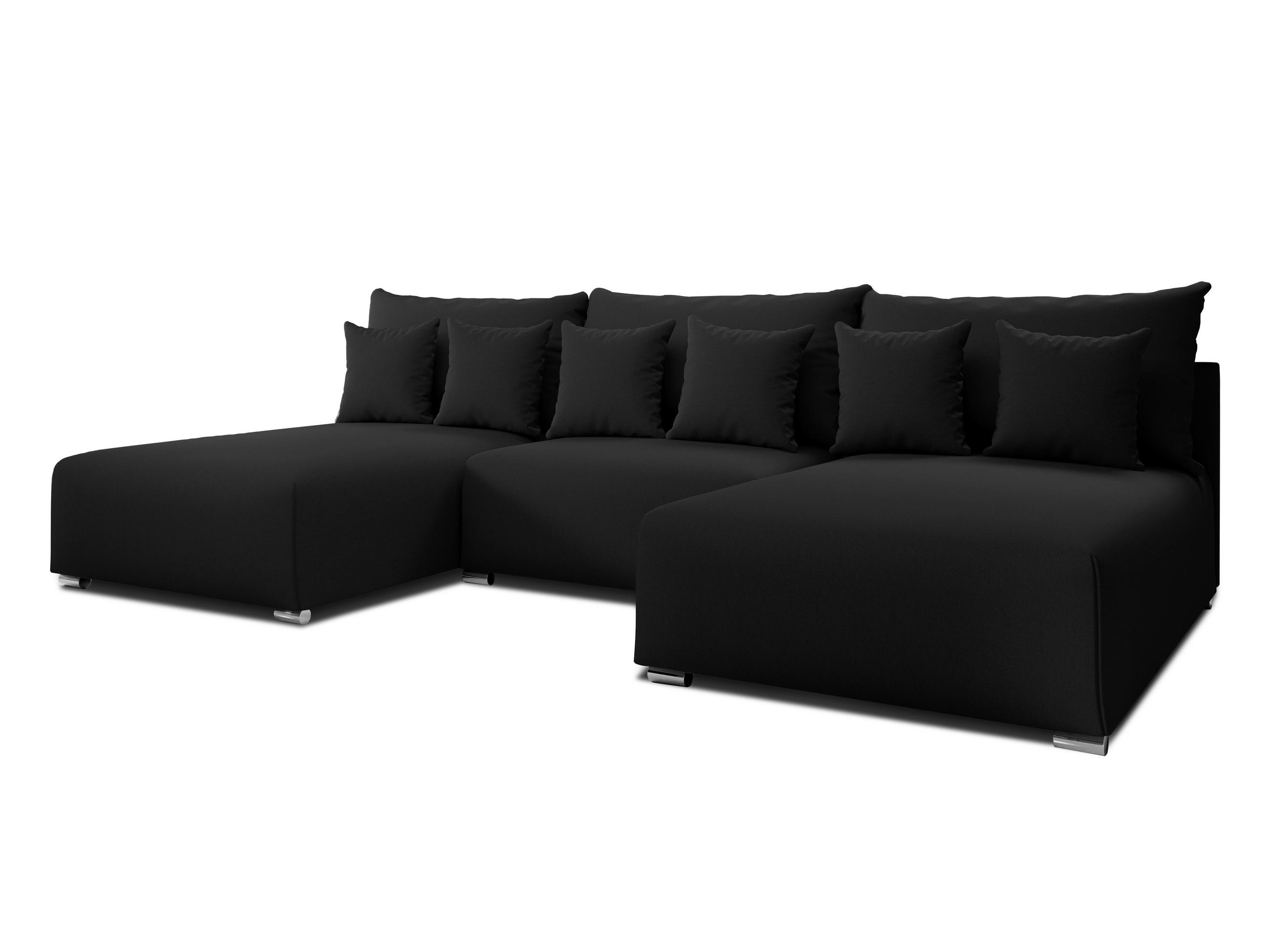 WOHNLANDSCHAFT Ederra U Dunkelgrau Stoff 300/190/91 cm – großes Sofa mit Schlaffunktion - Dunkelgrau/Silberfarben, Textil/Metall (300/91/190cm) - AX Living