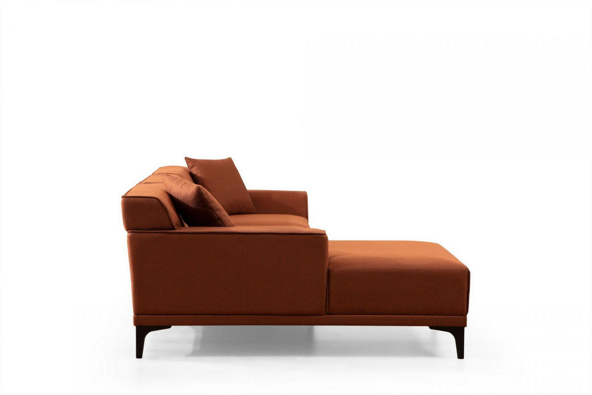 ECKSOFA modern inklusive Zierkissen - Schwarz/Orange, Holz/Kunststoff (250/145cm) - myHomelando