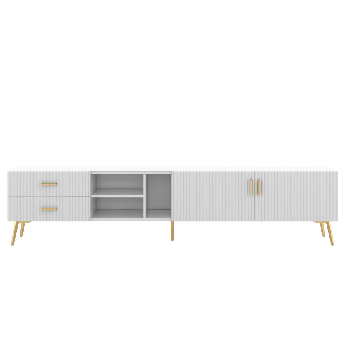 LOWBOARD 180/35/41 cm Weiß aus MDF mit 2 Schubladen - Weiß, Holzwerkstoff (35/44/180cm) - OKMYHOME