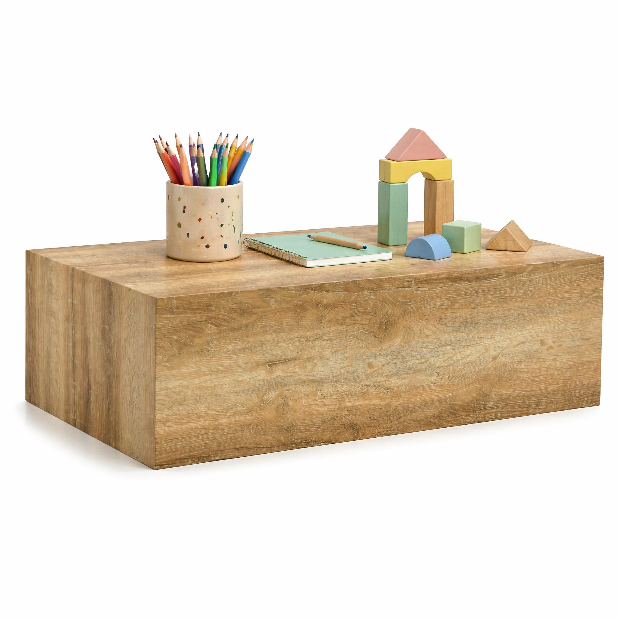 COUCHTISCH in Naturfarbe Wohnzimmertisch mit Marmorimitat-Textur für Wohnzimmer, B90/T50/H30 cm - Naturfarben, Holzwerkstoff (50/90/30cm) - STILVORA