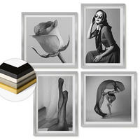 WANDBILDER 4er Set - 50x50 cm & 40x60 cm Silberner Rahmen - Stilvolle Porträts eleganter Frauen - Silberfarben, Kunststoff (50/50cm) - ArtPrintCave