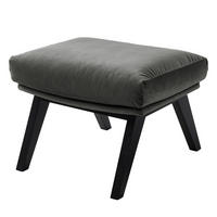 POLSTERHOCKER mit Holzfüßen - Schwarz/Grün, Eichenholz/Textil (51/37/41cm) - home24