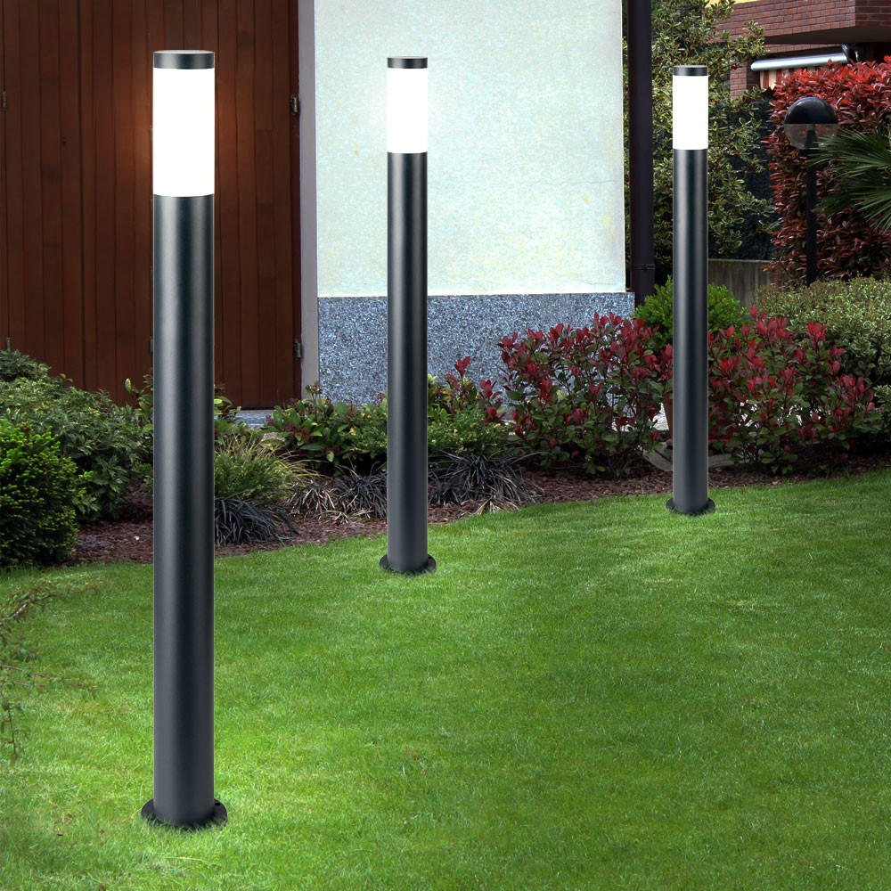 LED STEHLEUCHTE Edelstahl Anthrazit 3er Set - Anthrazit, Kunststoff (12.7/110/12.7cm) - Globo Lighting