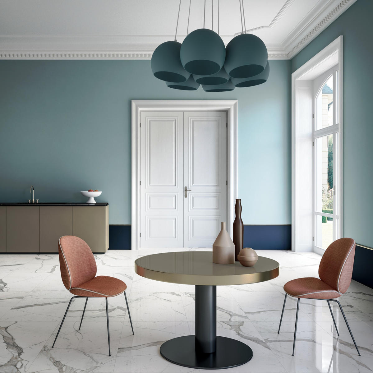 HÄNGELEUCHTE - Blau, Metall (25/25/20cm) - Lumicom