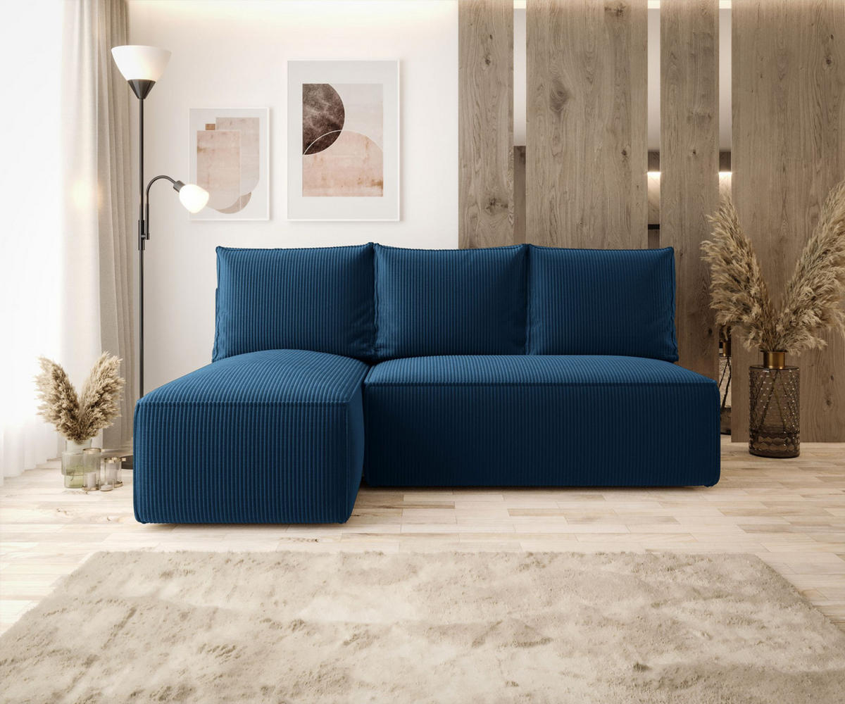 ECKSOFA mit Schlaffunktion SAVIO MINI Poso 05 Links - Dunkelblau, Textil (200/140cm) - Bedante