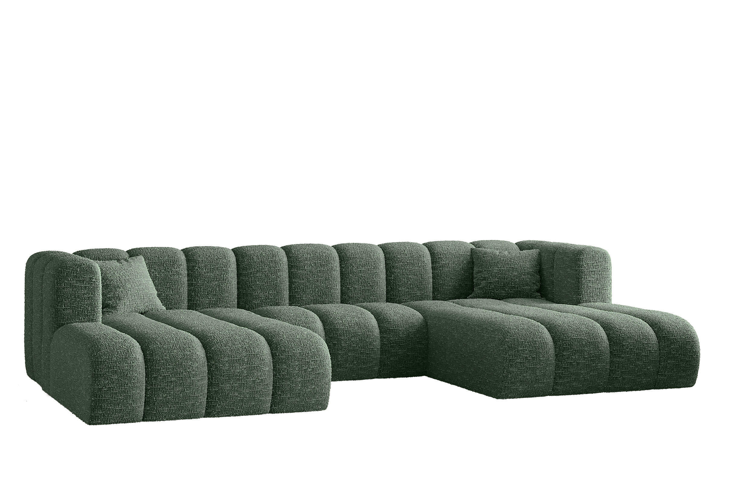 ECKSOFA U-form Grand modular stoff Haga Grün - Grün, Holz (317/179cm) - Kaiser Möbel