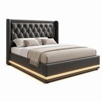POLSTERBETT 160/200 mit Bettkasten, LED-Beleuchtung und USB Type-C Ladefunktion in Schwarz - Schwarz, Holzwerkstoff/Textil (160/200cm) - EVRYAE