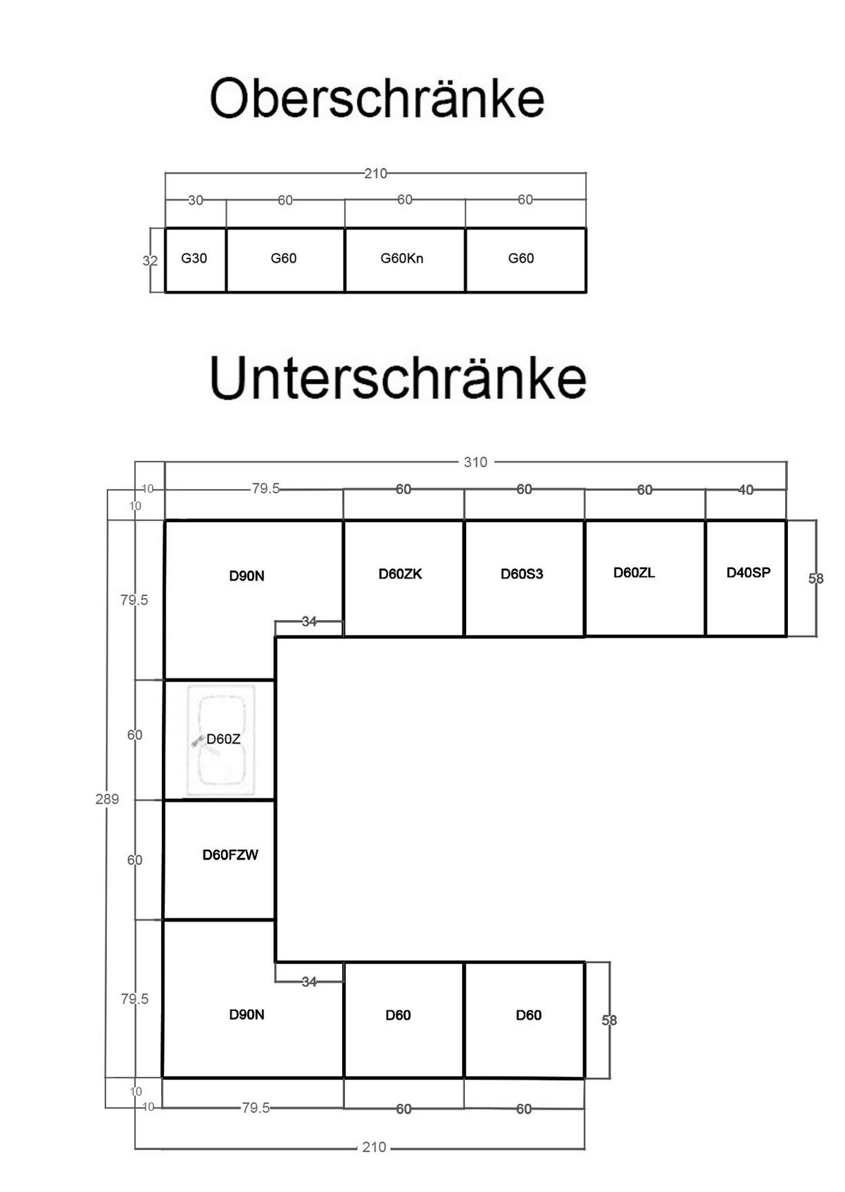 U-KÜCHENZEILE 300 × 279 × 200 cm - Velmora KÜ-AS-010 - in Grau / Hochglanz - Grau, Holz (310/212/58cm) - ROYAL24_MARKT