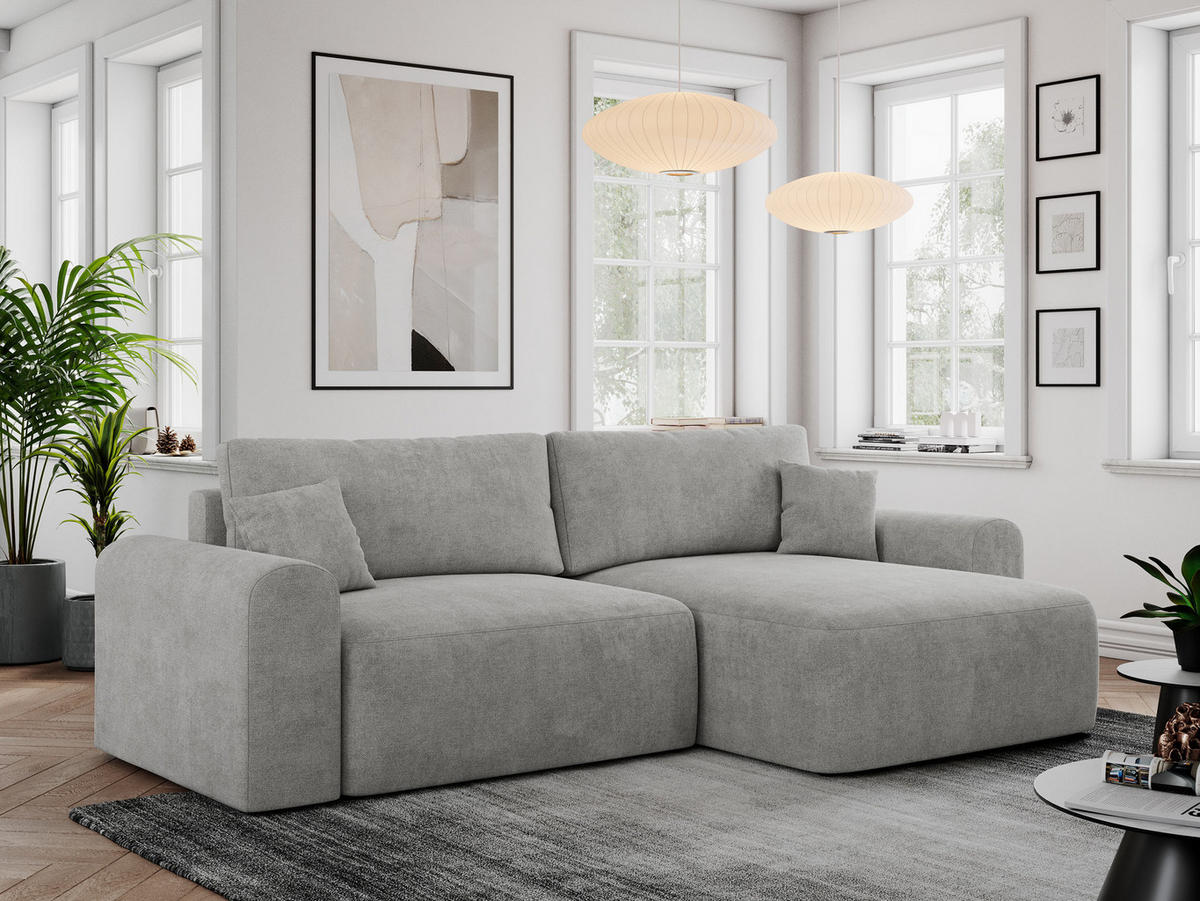 ECKSOFA NELSON Hellgrau Struktur - Hellgrau/Schwarz, Kunststoff/Textil (274/152cm) - MKS