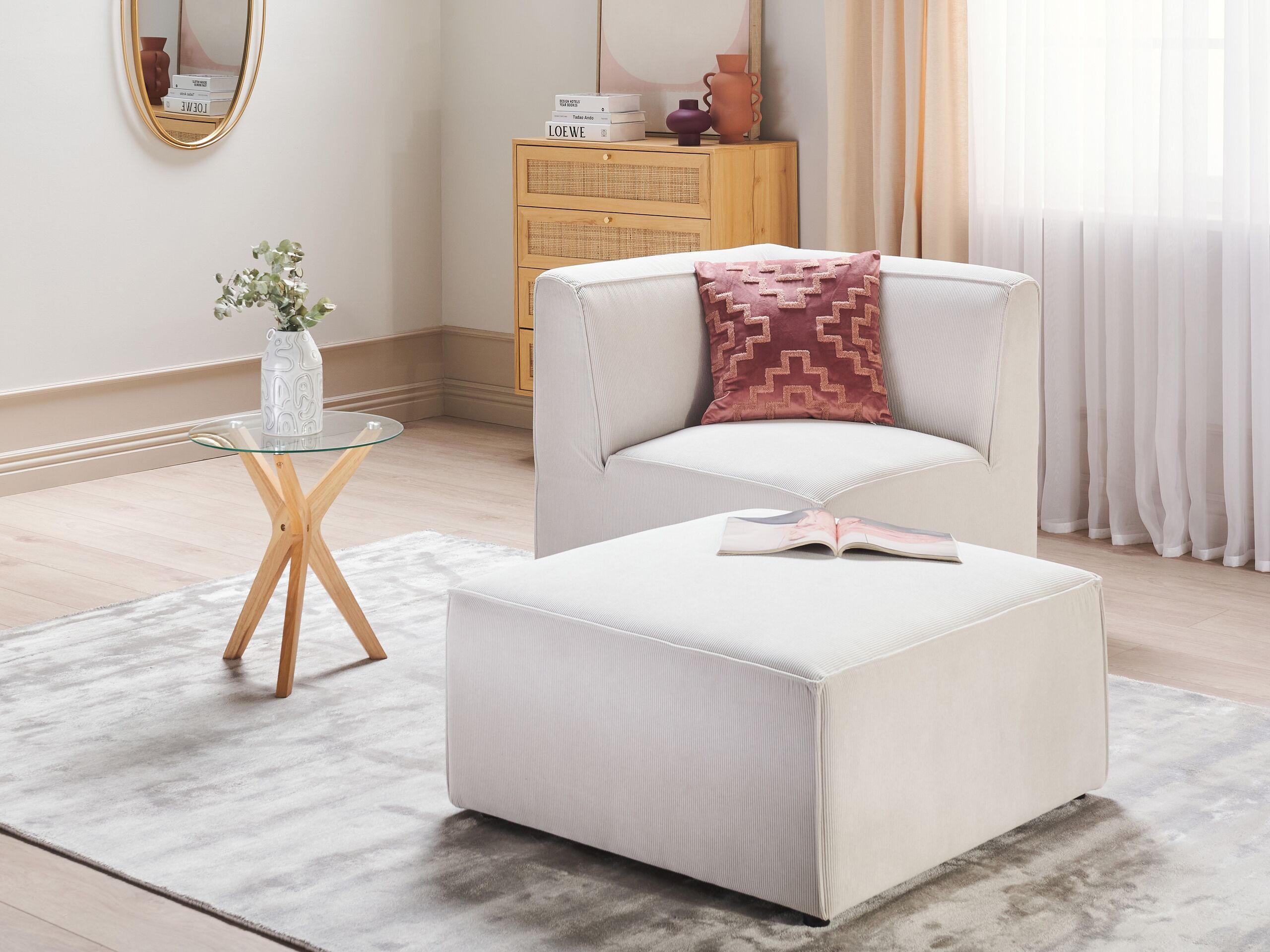 OTTOMANE Lemvig 83/83/41 cm - Weiß, Textil (83/41/83cm) - Beliani