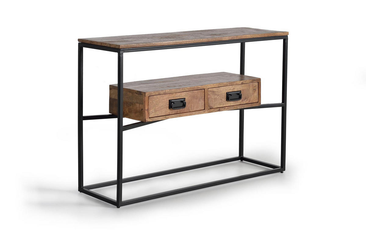 KONSOLE im Industriestil aus Mangoholz und Metallelementen - Braun, Holz (110/78/35cm) - Giner y Colomer