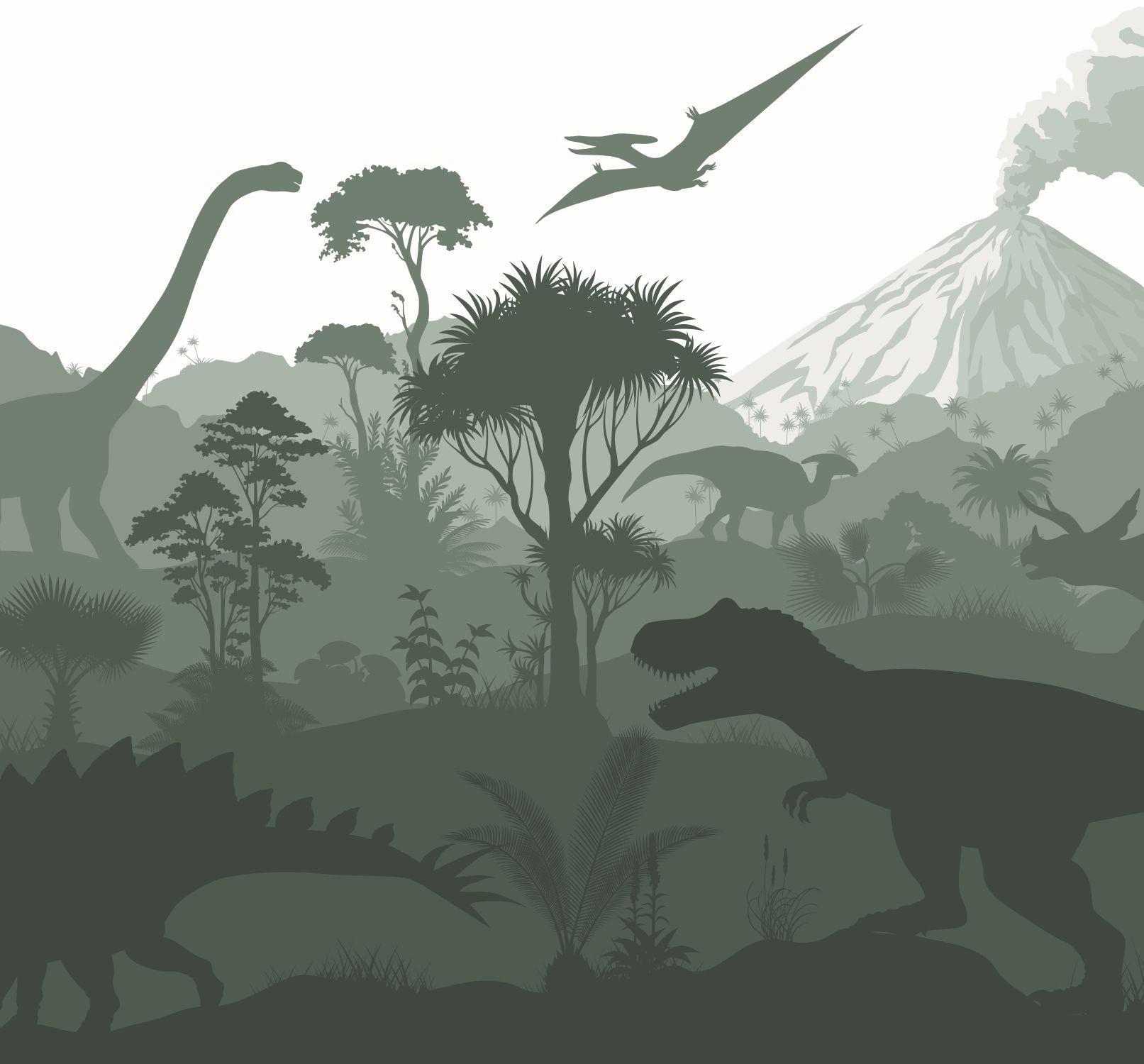 FOTOTAPETE Dinosaurier 300 x 279 cm - Grün, Papier (300/279cm) - ESTAhome