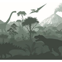FOTOTAPETE Dinosaurier 300 x 279 cm - Grün, Papier (300/279cm) - ESTAhome
