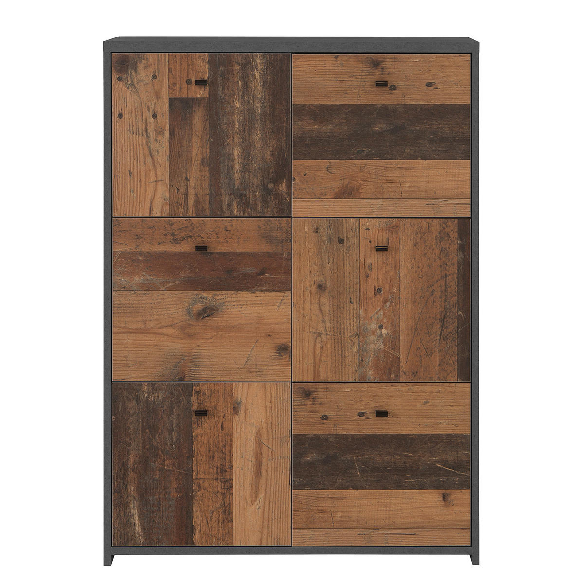 KOMMODE - Dunkelgrau/Schwarz, Holzwerkstoff/Kunststoff (77/113/30cm) - home24