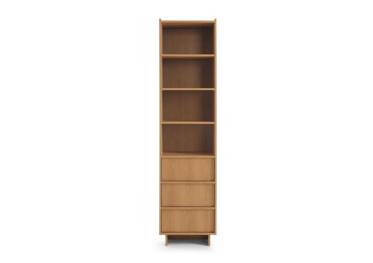 REGAL Suna Japandi Design Eiche Caramel 50 cm breit 3 Schubladen 200 cm hoch - Braun, Holzwerkstoff (50/200/39cm) - Bettso