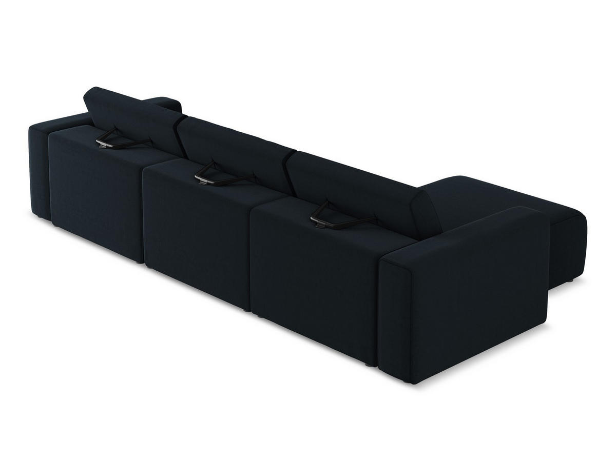 ECKSOFA Links Samt Stoff Blau - Blau/Schwarz, Kunststoff/Textil (167/314cm) - Makamii