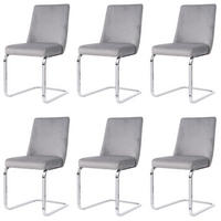 ESSZIMMERSTUHL 6er Set Samt Diamant Grau Silber Metallbeine - Grau, Textil (50.5/89/46cm) - FLIEKS