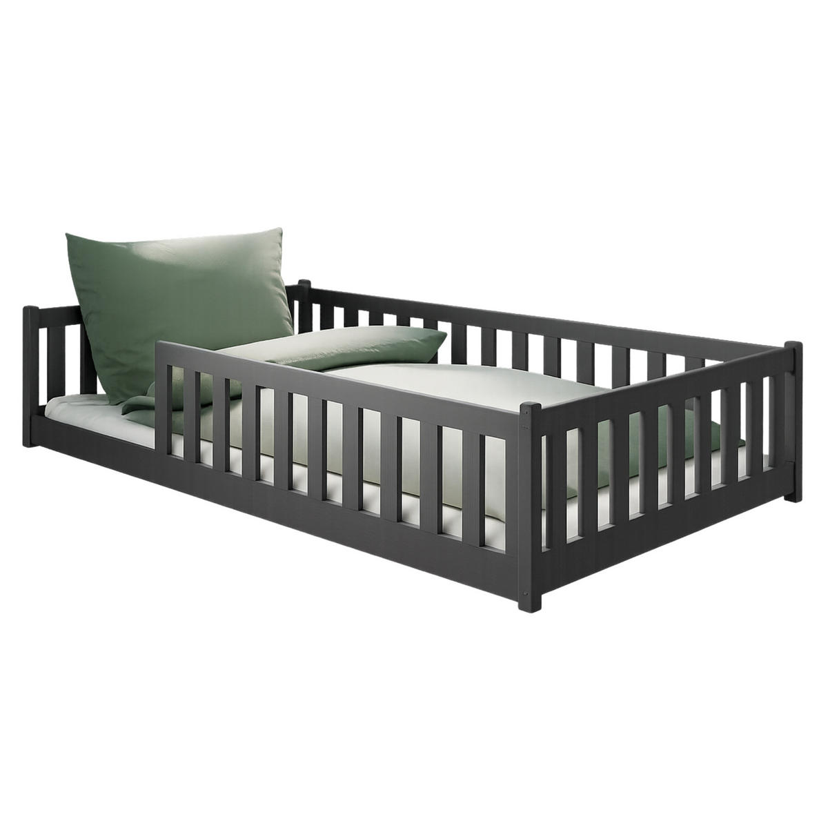 BODENBETT 120x200 cm in Graphit - Graphitfarben, Holz (120/200cm) - Kids Collective