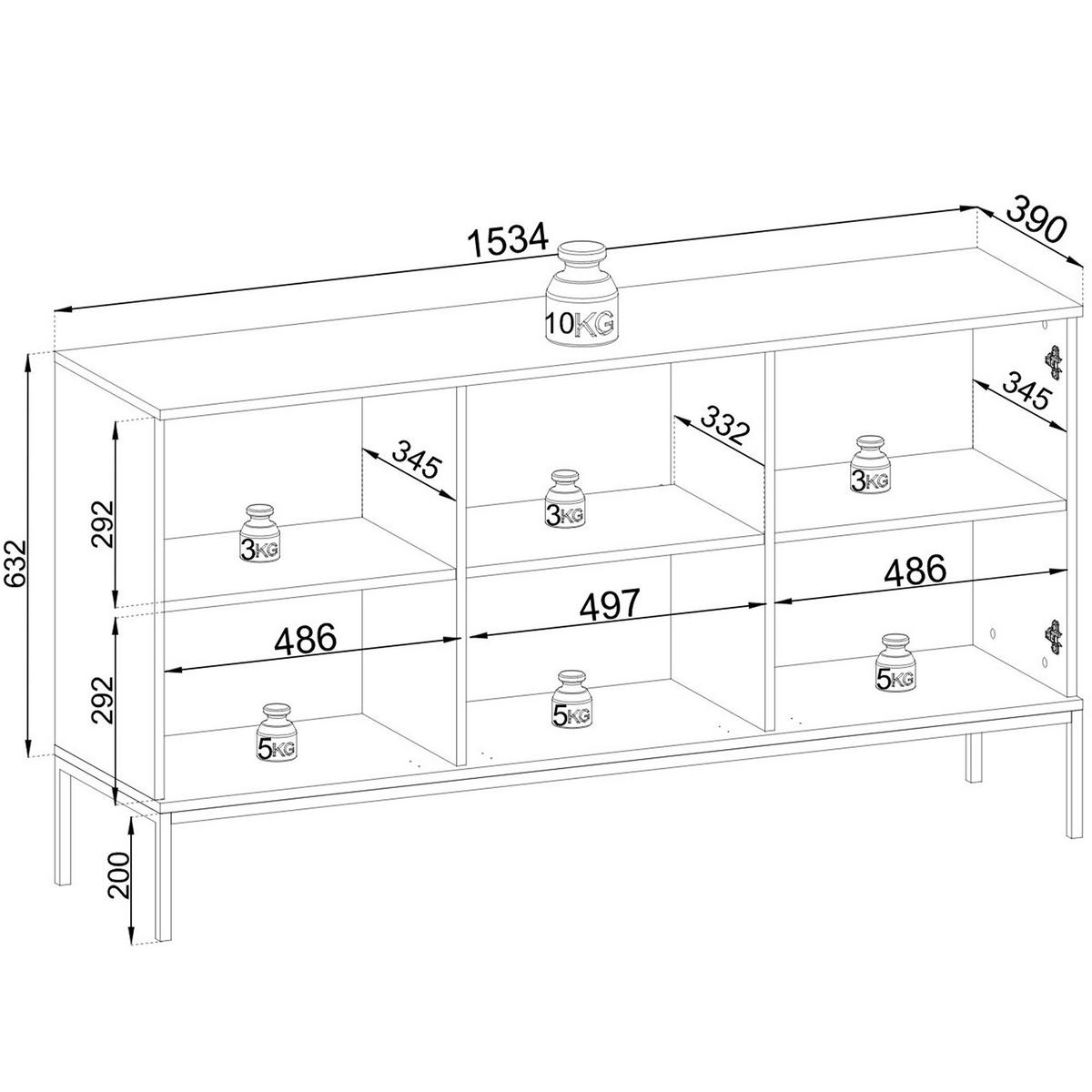 KOMMODE FONTE, Cremefarbig - Creme, Holzwerkstoff (154/83/39cm) - KONSIMO®