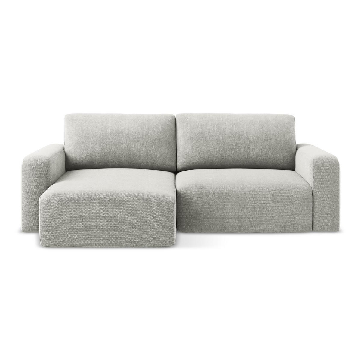 ECKSOFA mit Schlaffunktion links Chenille Stoff Grau - Hellgrau/Schwarz, Kunststoff/Textil (149/244cm) - LaMiaSofa