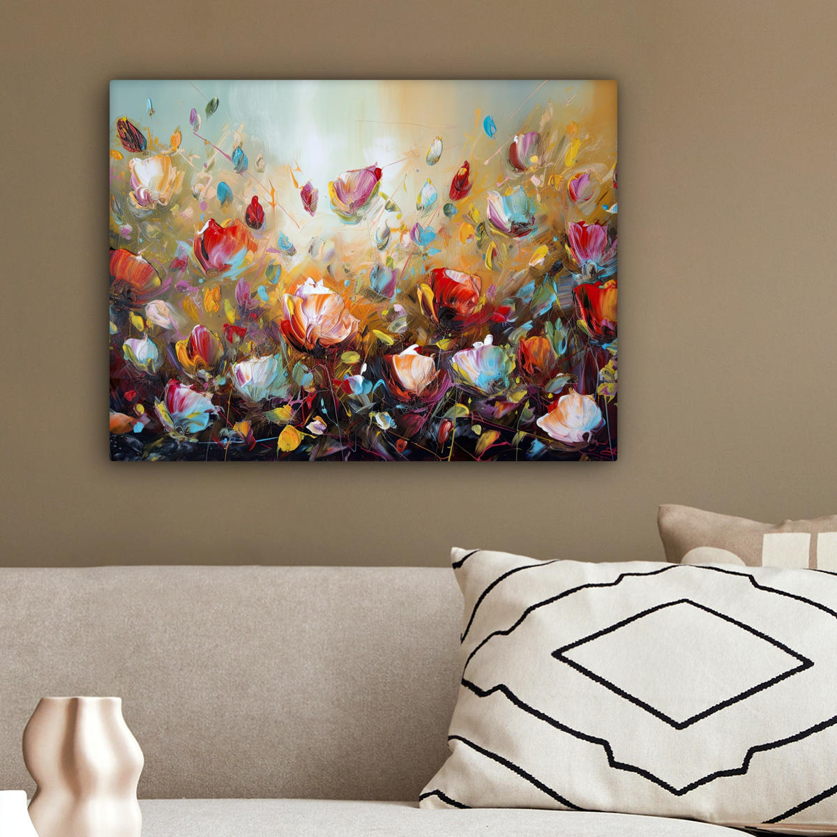 LEINWANDBILD Blumen - Kunst - Natur - Ölgemälde 40x30 cm - Multicolor, Textil (40/30cm) - MuchoWow