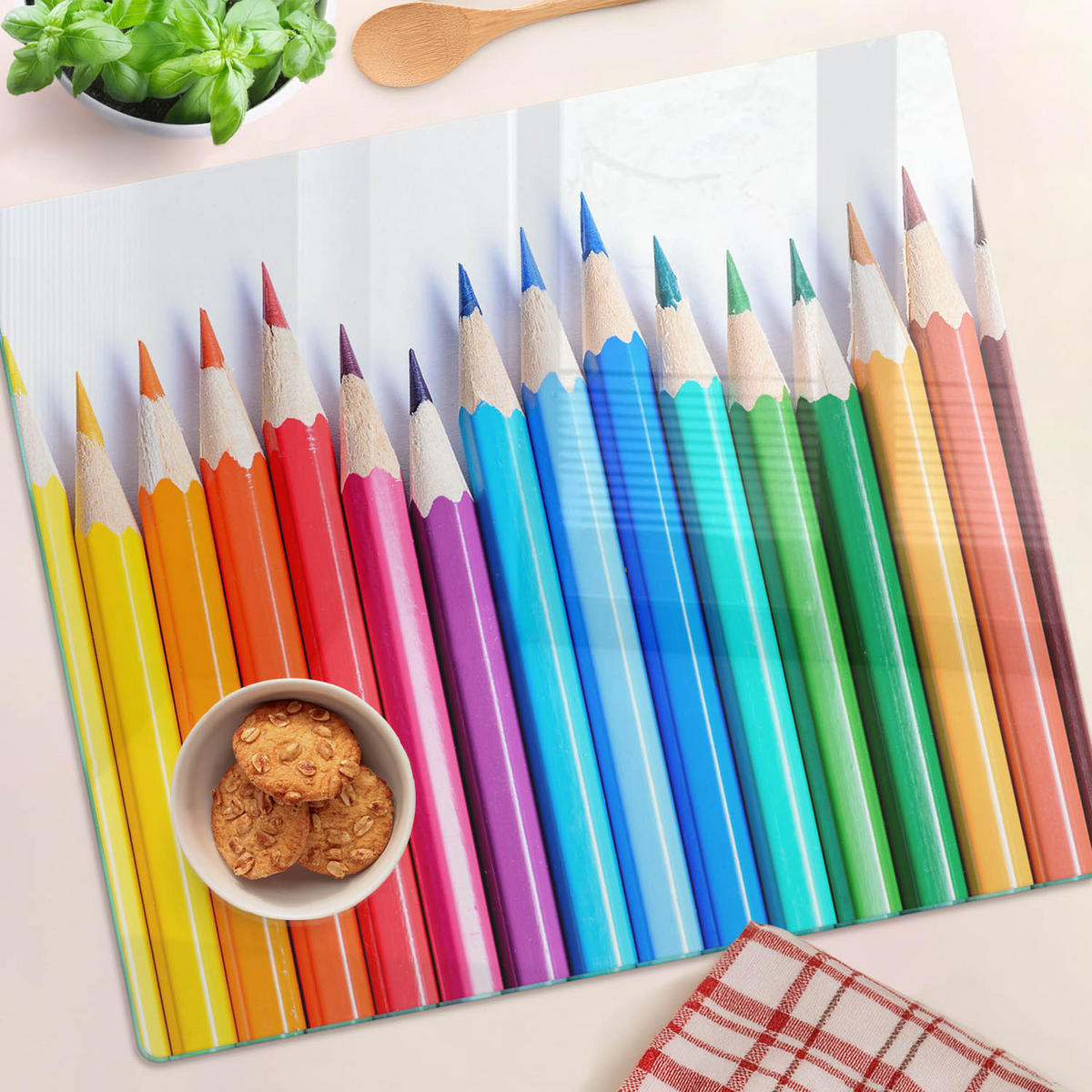 GLASPLATTE 60x52 cm Buntstifte - Multicolor, Glas (60/0.4/52cm) - TULUP