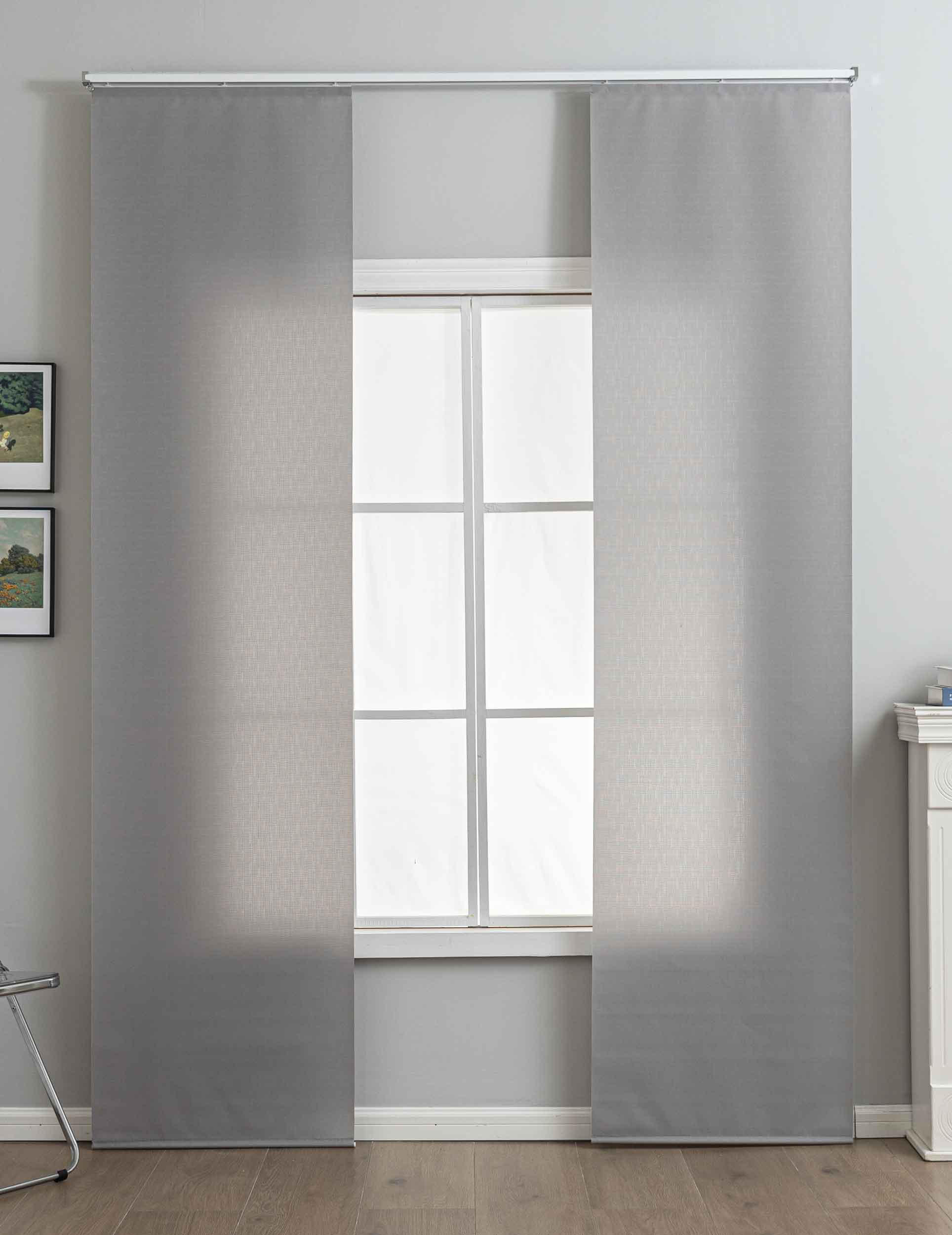 SCHIEBEGARDINE 2ER SET »New Amsterdam« HxB 245x60 cm Grau - Grau, Textil (60/245cm) - Gardinenbox