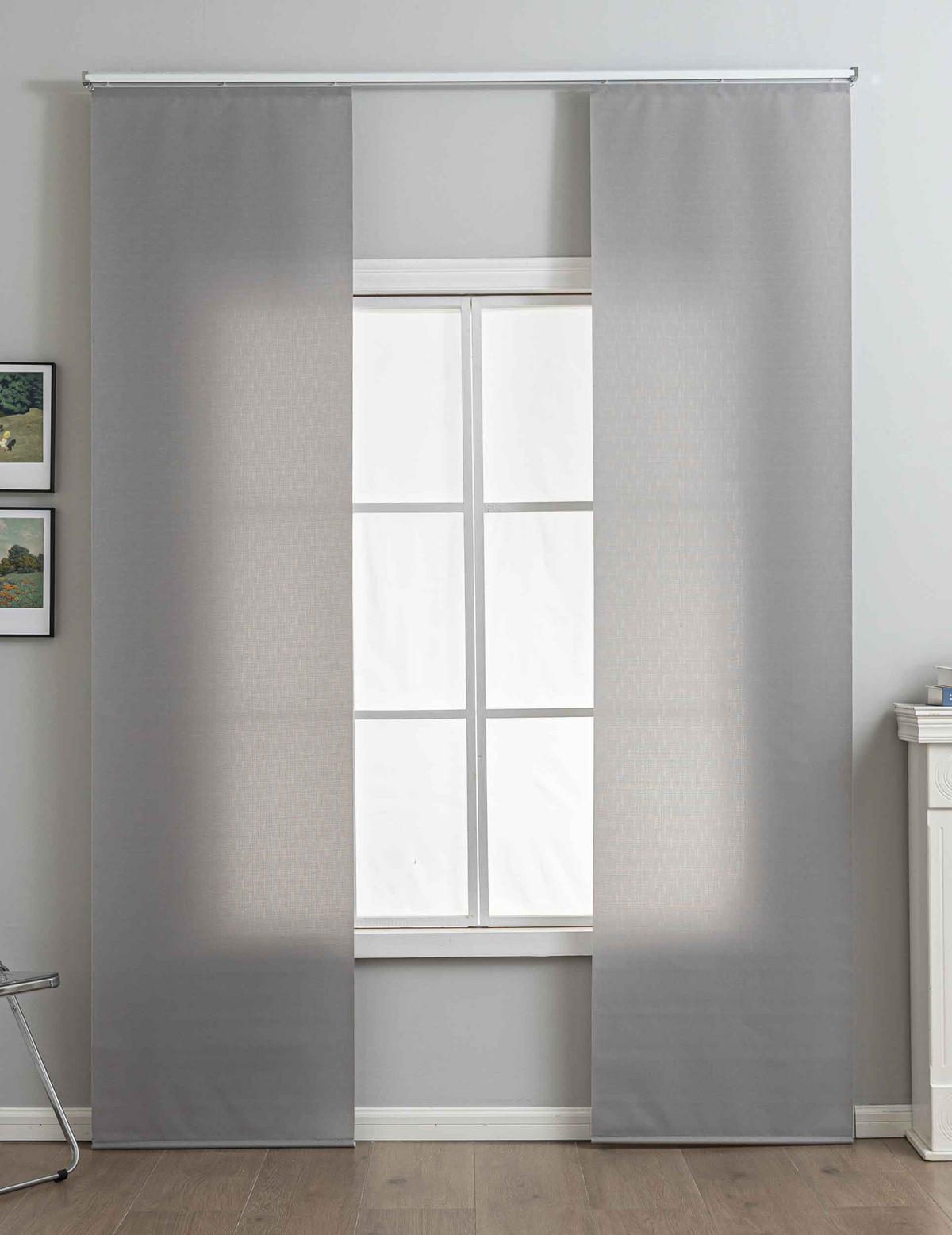 SCHIEBEGARDINE 2ER SET »New Amsterdam« HxB 245x60 cm Grau - Grau, Textil (60/245cm) - Gardinenbox