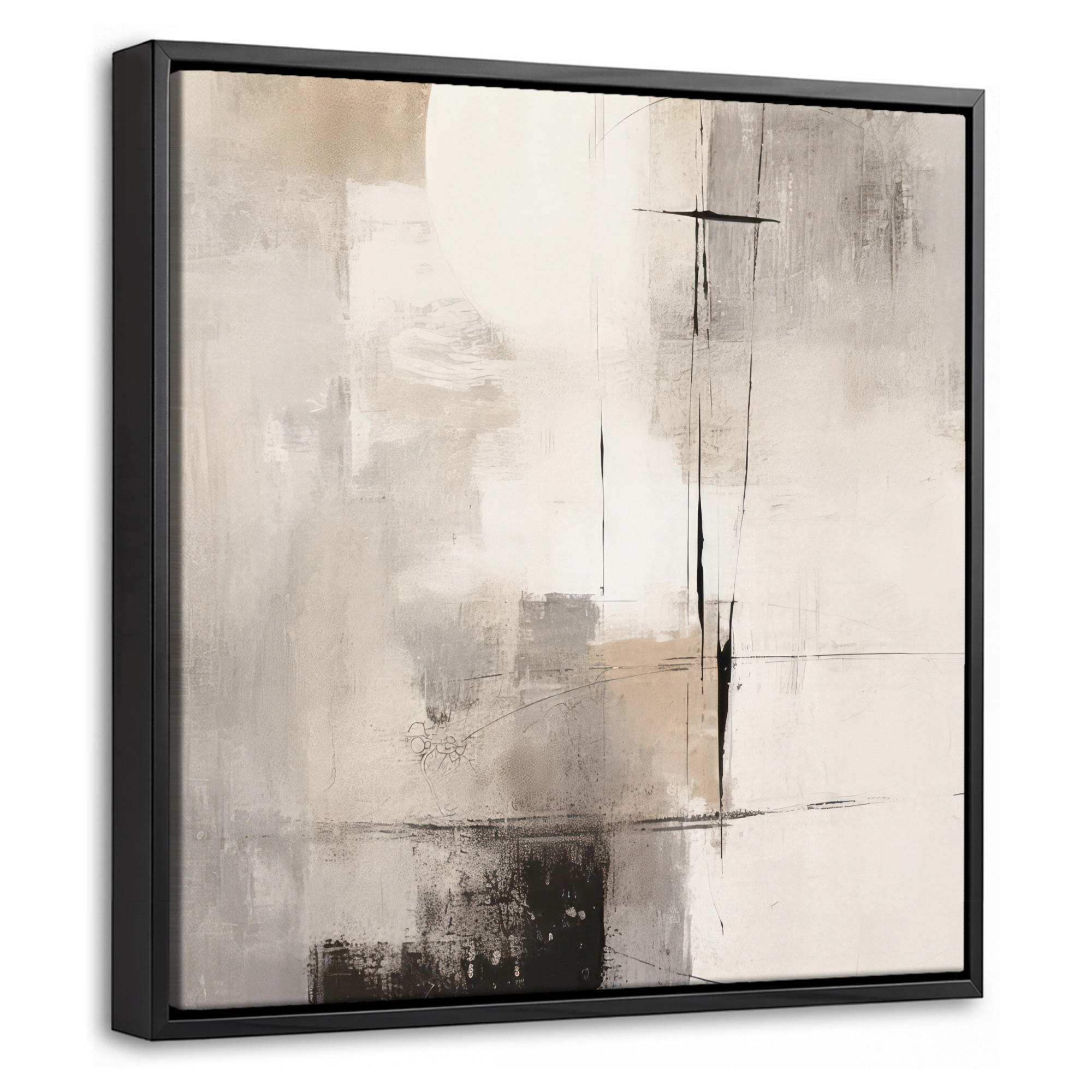 LEINWAND Bilder mit Rahmen - Abstrakt - Kunst - Grau - 20x20 - Hellgrau, Textil (20/20cm) - MuchoWow