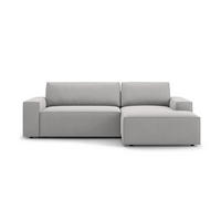 AUSKLAPPBARES-ECKSOFA rechts mit Container Jodie aus strukturiertem Stoff hellgrau 3 Sitzplätze - Hellgrau, Textil (246/151cm) - Micadoni