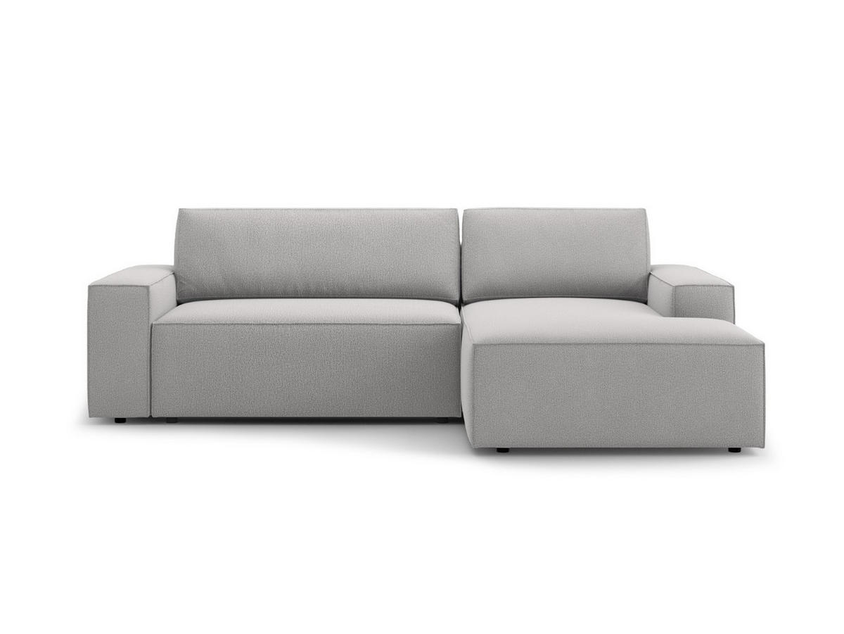 AUSKLAPPBARES-ECKSOFA rechts mit Container Jodie aus strukturiertem Stoff hellgrau 3 Sitzplätze - Hellgrau, Textil (246/151cm) - Micadoni