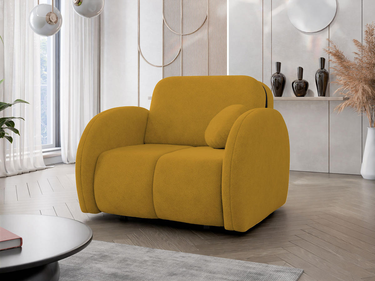 SCHLAFSOFA Viva Comfy I - Gelb/Schwarz, Holz/Textil (102/85/103cm) - MIRJAN24