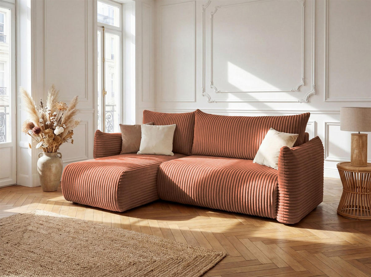 ECKSOFA Mailand Xs Mit Schlaffunktion - Braun, Holzwerkstoff/Textil (154/226cm) - Fun Möbel