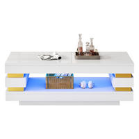 COUCHTISCH Weiß 100/50/35 cm mit LED-Beleuchtung - Weiß, Holzwerkstoff (50/100/35cm) - PANGIVO