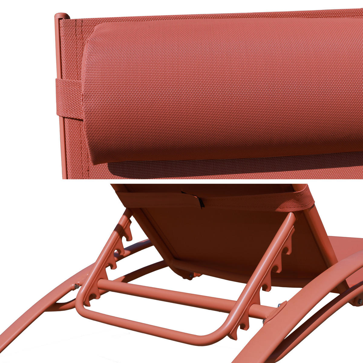 SONNENLIEGEN Galapagos Terracotta und Terracotta 2er-Set - Orange, Metall (63/82/173.5cm) - Happy Garden