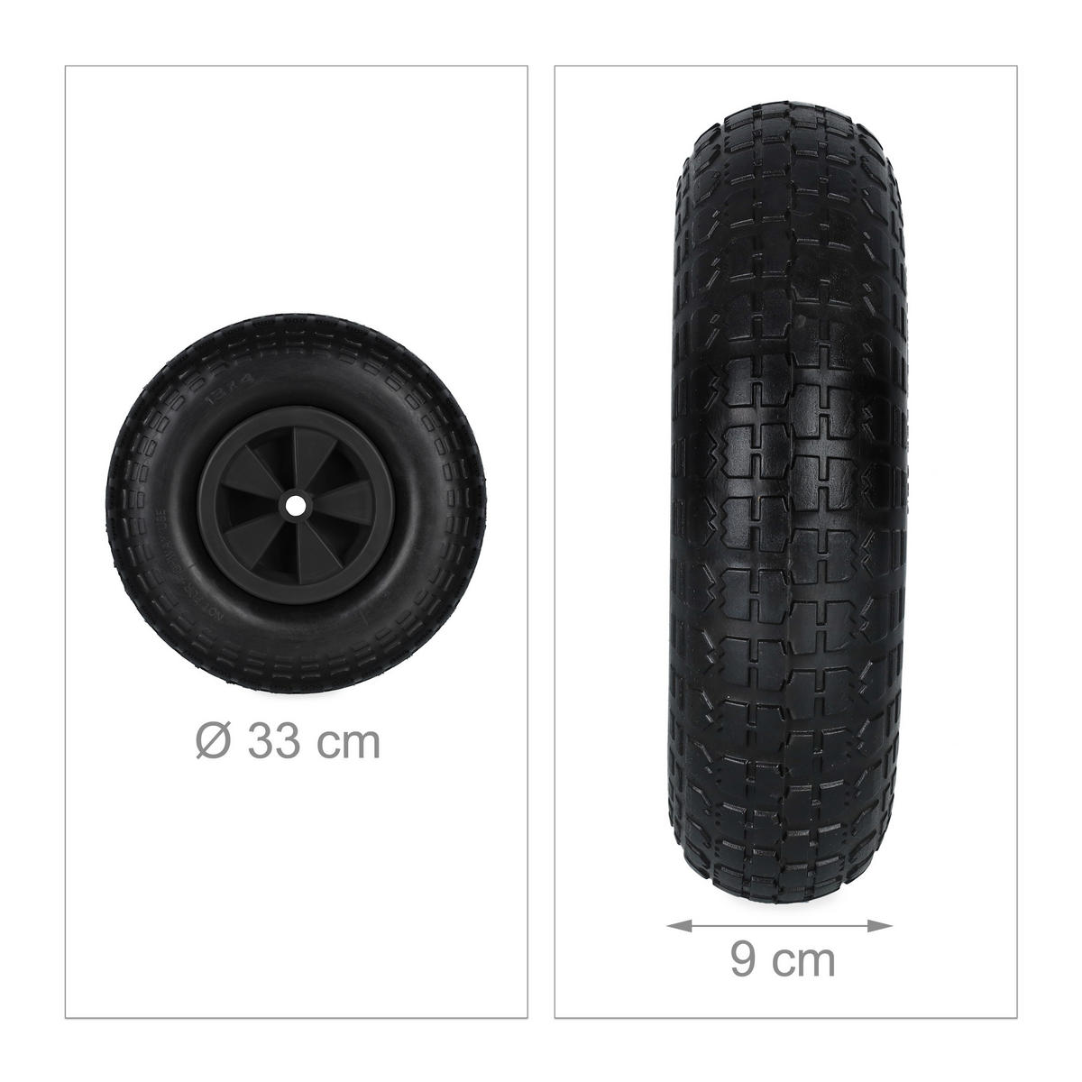 SCHUBKARRENRAD - Schwarz, Kunststoff (33/33/9cm) - Relaxdays